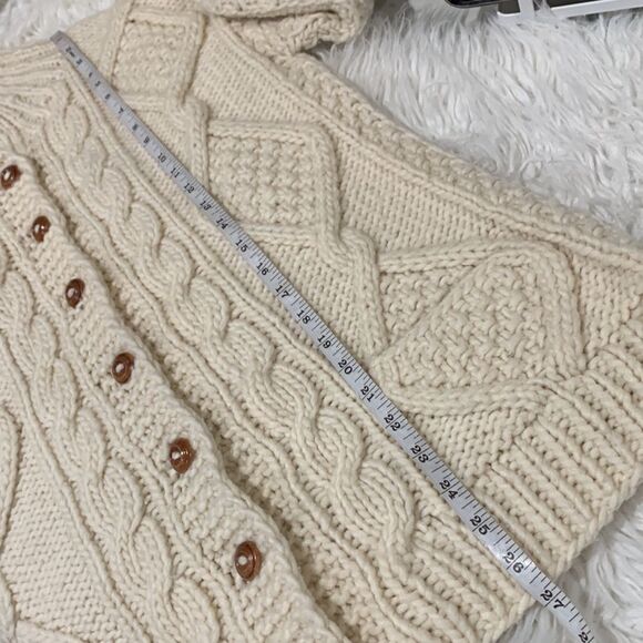 GLADYS fisherman chunky knit wool sweater cardigan pockets women’s - Picture 7 of 8